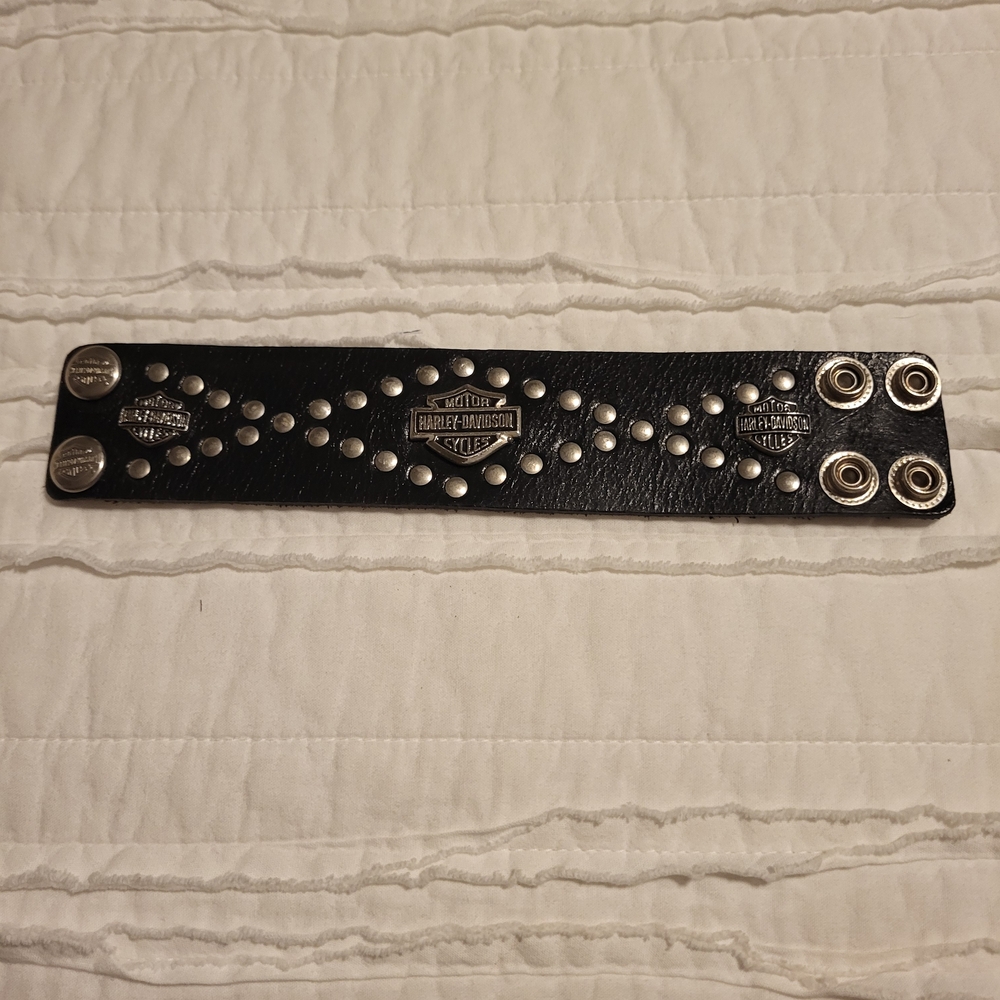 Harley-Davidson Black Leather Studded Bracelet